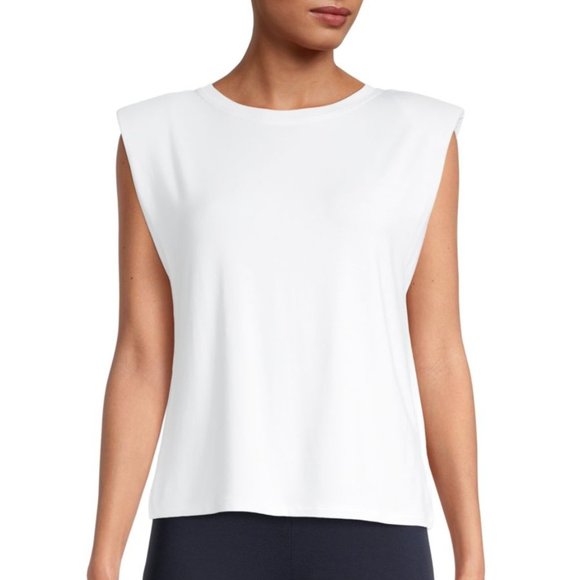 Laundry by Shelli Segal Shoulder-Pad T-Shirt White M NWT - Picture 1 of 3
